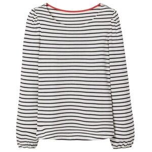 EUC Boden Striped Puff Sleeve Top Black White Large